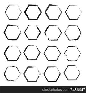 Brush hexagons. Brush texture. Geometric element. Circle geometric shape. Vector illustration. stock image. EPS 10.. Brush hexagons. Brush texture. Geometric element. Circle geometric shape. Vector illustration. stock image. 