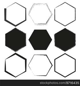 Brush hexagons. Brush texture. Geometric element. Circle geometric shape. Vector illustration. stock image.. Brush hexagons. Brush texture. Geometric element. Circle geometric shape. Vector illustration.