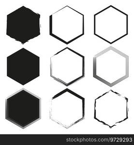 Brush hexagons. Brush texture. Geometric element. Circle geometric shape. Vector illustration. stock image.. Brush hexagons. Brush texture. Geometric element. Circle geometric shape. Vector illustration.