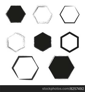 Brush hexagons. Brush texture. Vector illustration. EPS 10.. Brush hexagons. Brush texture. Vector illustration.