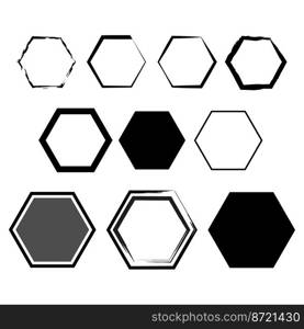 brush hexagons on white background. Design element. hexagon frame set. Vector illustration. stock image. EPS 10.. brush hexagons on white background. Design element. hexagon frame set. Vector illustration. stock image.