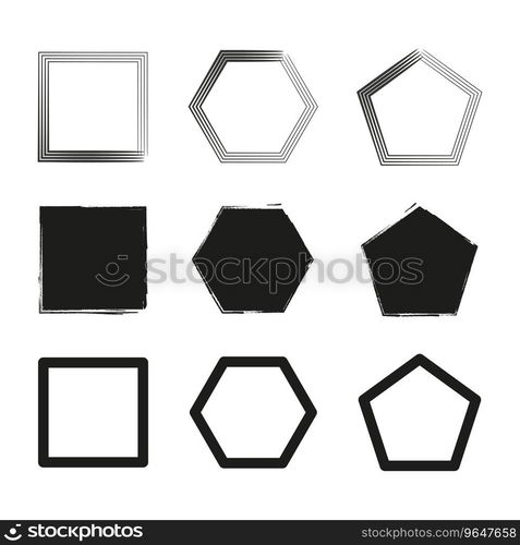 Brush hexagons, squares. Vector illustration. EPS 10.. Brush hexagons, squares. Vector illustration.