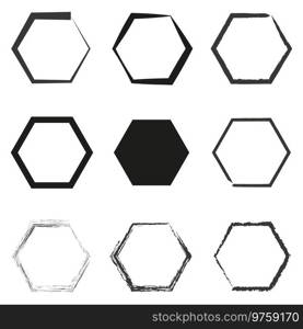 Brush paint ink hexagon shaped elements. Vector illustration. EPS10.. Brush paint ink hexagon shaped elements. Vector illustration.