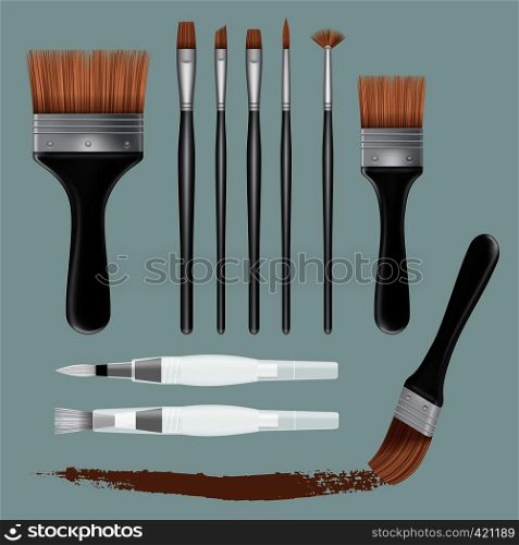 Brush paint mockup set. Realistic illustration of 10 brush paint mockups for web. Brush paint mockup set, realistic style