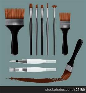 Brush paint mockup set. Realistic illustration of 10 brush paint mockups for web. Brush paint mockup set, realistic style