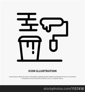 Brush, Paint, Painting, Roller, Tools Line Icon Vector
