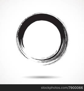 Brush painted black ink circle on white background