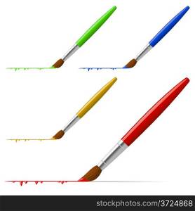 Brush painting the line with color variants isolated on white.