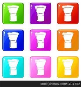 Brush powder icons set 9 color collection isolated on white for any design. Brush powder icons set 9 color collection