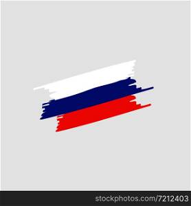 Brush Russia flag on grey back. Vector