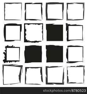 brush squares. Hand drawn abstract frame set. Vector illustration. EPS 10.. brush squares. Hand drawn abstract frame set. Vector illustration.