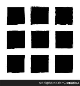 brush squares. Ink paint brush stain square. Grunge texture. illustration. stock image. EPS 10.