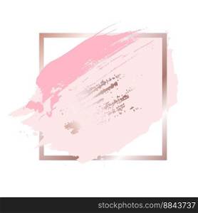 Brush strokes in rose gold pink tones and golden vector image