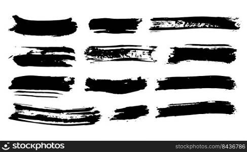 Brush strokes Set hand drawn grunge texture vector illustration isolated on white background.. Brush strokes Set hand drawn grunge texture vector illustration isolated on white background