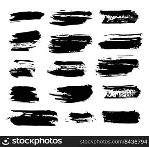 Brush strokes Set hand drawn grunge texture vector illustration isolated on white background.. Brush strokes Set hand drawn grunge texture vector illustration isolated on white background