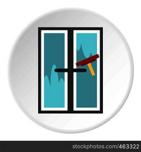 Brush washes a window icon in flat circle isolated vector illustration for web. Brush washes a window icon circle