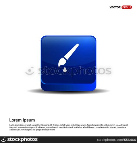 Brush with paint icon - 3d Blue Button.