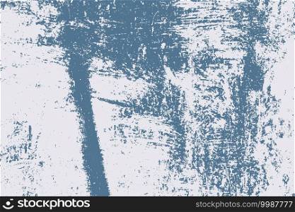 Brushed blue paint cover. Empty aging design element. Grunge rough dirty background. Overlay aged grainy messy template. Distress urban used texture. Renovate wall frame grimy backdrop. EPS10 vector. Blue Vintage Background