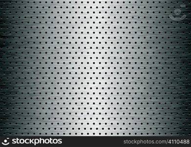 Brushed sheet metal plate background with holes with grain