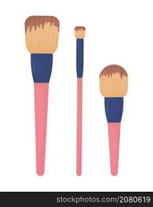 Brushes for cosmetics semi flat color vector object. Beauty and makeup tools. Realistic item on white. Lifestyle isolated modern cartoon style illustration for graphic design and animation. Brushes for cosmetics semi flat color vector object