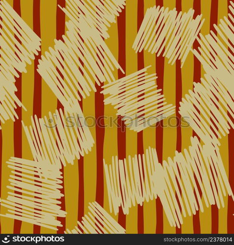 Brushstrokes and thin stripes seamless pattern. Cross Hatching endless background. Grunge backdrop. Design for fabric, textile print, surface, wrapping, cover, greeting card. Vector illustration. Brushstrokes and thin stripes seamless pattern. Cross Hatching endless background. Grunge backdrop.