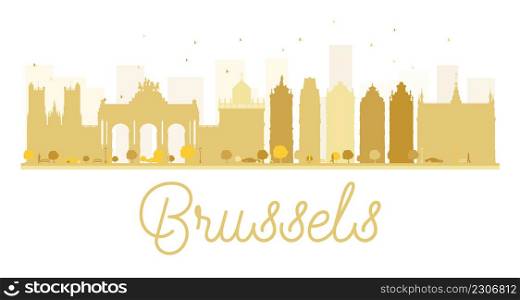 Brussels City skyline golden silhouette. Vector illustration. Simple flat concept for tourism presentation, banner, placard or web site. Business travel concept. Brussels isolated on white background