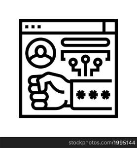 brute-force and dictionary 8 network attacks line icon vector. brute-force and dictionary 8 network attacks sign. isolated contour symbol black illustration. brute-force and dictionary 8 network attacks line icon vector illustration