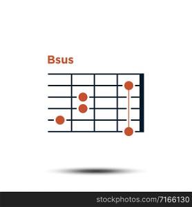 Bsus, Basic Guitar Chord Chart Icon Vector Template