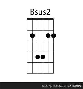 Bsus2 guitar chord icon vector illustration design