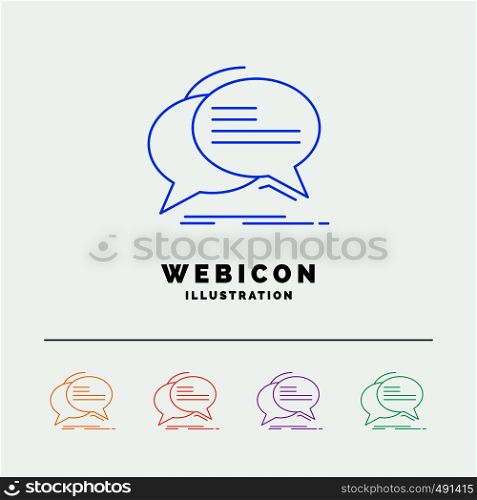 Bubble, chat, communication, speech, talk 5 Color Line Web Icon Template isolated on white. Vector illustration. Vector EPS10 Abstract Template background
