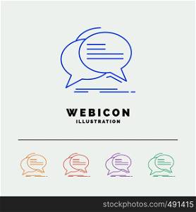 Bubble, chat, communication, speech, talk 5 Color Line Web Icon Template isolated on white. Vector illustration. Vector EPS10 Abstract Template background