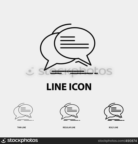 Bubble, chat, communication, speech, talk Icon in Thin, Regular and Bold Line Style. Vector illustration. Vector EPS10 Abstract Template background