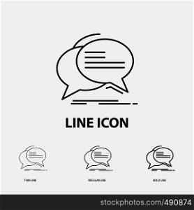 Bubble, chat, communication, speech, talk Icon in Thin, Regular and Bold Line Style. Vector illustration. Vector EPS10 Abstract Template background