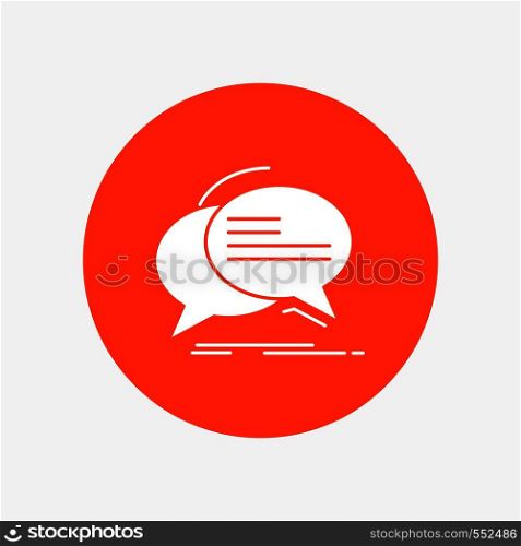 Bubble, chat, communication, speech, talk White Glyph Icon in Circle. Vector Button illustration. Vector EPS10 Abstract Template background