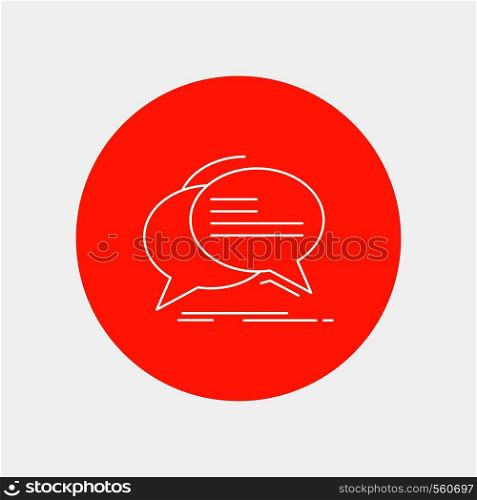 Bubble, chat, communication, speech, talk White Line Icon in Circle background. vector icon illustration. Vector EPS10 Abstract Template background