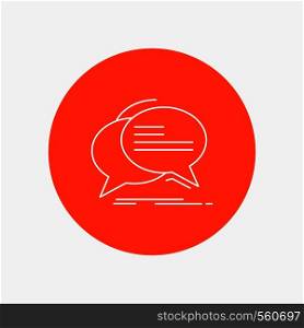 Bubble, chat, communication, speech, talk White Line Icon in Circle background. vector icon illustration. Vector EPS10 Abstract Template background