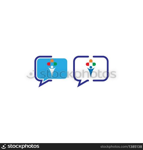 Bubble chat healthy care logo icon illustration