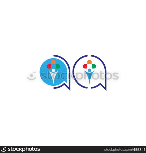 Bubble chat healthy care logo icon illustration