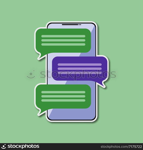 Bubble Chut on phone with green background, vector. Bubble Chut on phone with green background