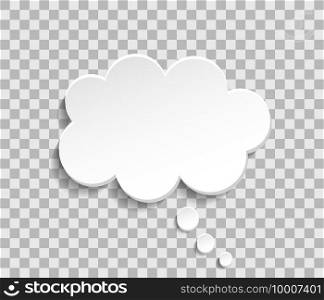 Bubble cloud for think and speech. Paper cloud for talk. Balloon for message, dialog and text. White box isolated on transparent background. Icon of chat, idea and comment. Vector.. Bubble cloud for think and speech. Paper cloud for talk. Balloon for message, dialog and text. White box isolated on transparent background. Icon of chat, idea and comment. Vector