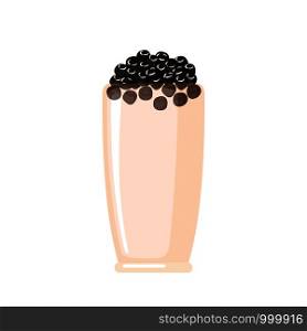 Bubble milk tea icon in flat style isolated on white background. Beverage from cassava plant. Vector illustration. Bubble milk tea icon in flat style isolated on white.
