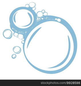 Bubble of soapy water isolated circle with copy space. Cleanliness and washing, foaming cosmetic products or laundry chores. Cleanser or foamy sh&oo. Clear pure suds. Vector in flat style. Soap suds bubbles of foaming water, cleaning vector