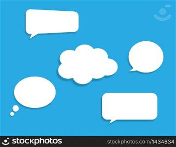 Bubble speach stickers in flat design with shadow. Message or chat cloud icons. Dialouge mockup in modern design. Template of conversation sign. Speech bubbles set. Vector EPS 10
