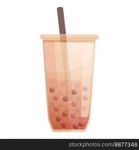 Bubble tea cup icon cartoon vector. Drink milk. Asian ice. Bubble tea cup icon cartoon vector. Drink milk