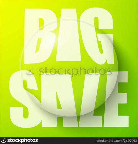 Bubble with big sale symbol on green background realistic vector illustration. Bubble With Sale Symbol Illustration