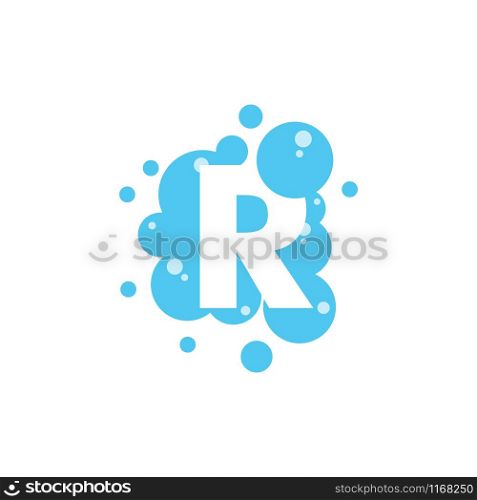 Bubble with initial letter r graphic design template