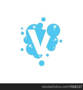Bubble with initial letter v graphic design template
