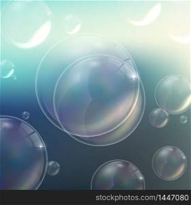 Bubbles background in the water. vector
