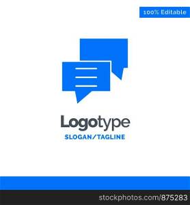 Bubbles, Chat, Customer, Discuss, Group Blue Solid Logo Template. Place for Tagline