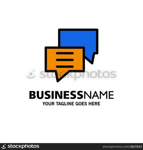 Bubbles, Chat, Customer, Discuss, Group Business Logo Template. Flat Color